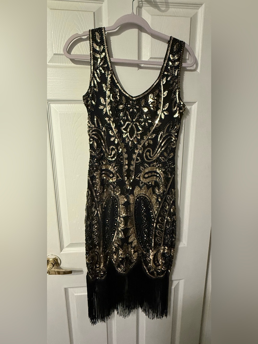 Fundaisy beaded sequin fringe dress S